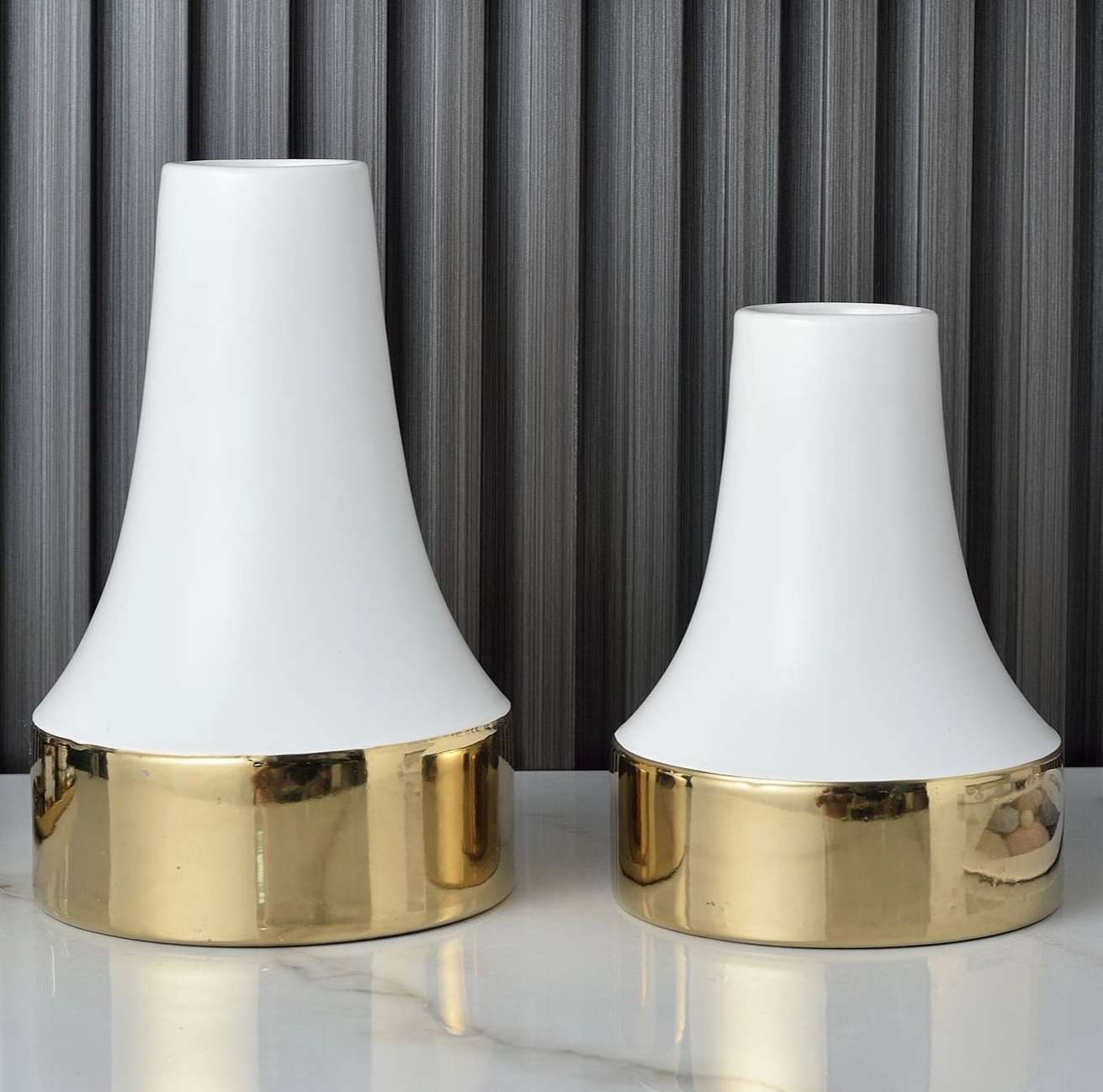 创意现代简约轻奢陶瓷花瓶家居软装客厅鲜花干花插花摆件白金色