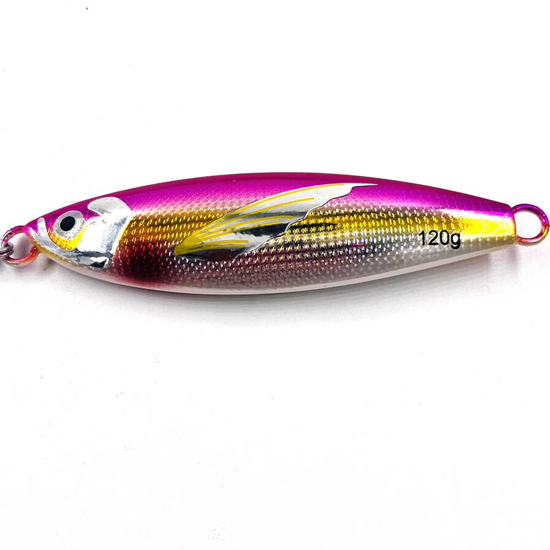 Double-hook iron plate 120g 150g, with hook bait, slow-swinging iron plate, winged flying fish, night light, sea fishing, 6-color outdoor fishing Specification image