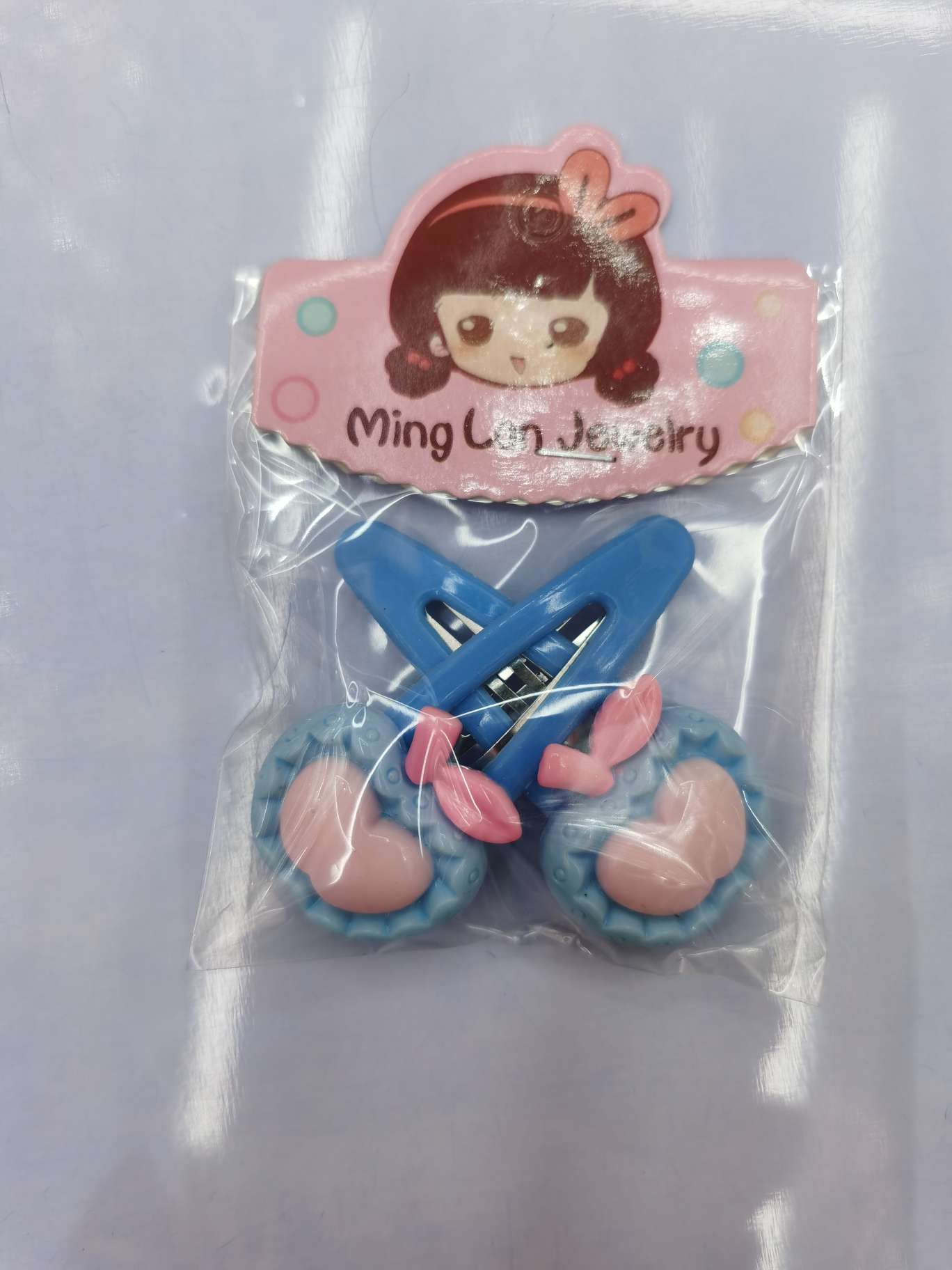 中号树脂五色一卡边上点苹果5公分夹子茗兰饰品详情图2