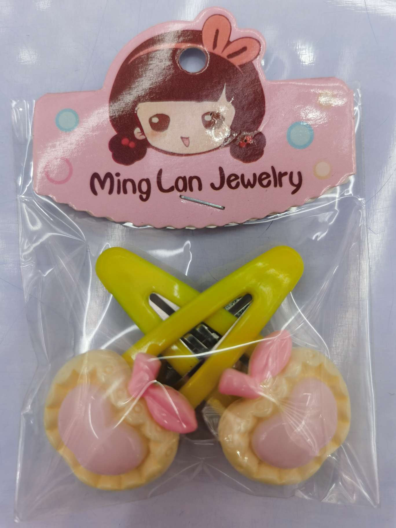 中号树脂五色一卡边上点苹果5公分夹子茗兰饰品详情图4