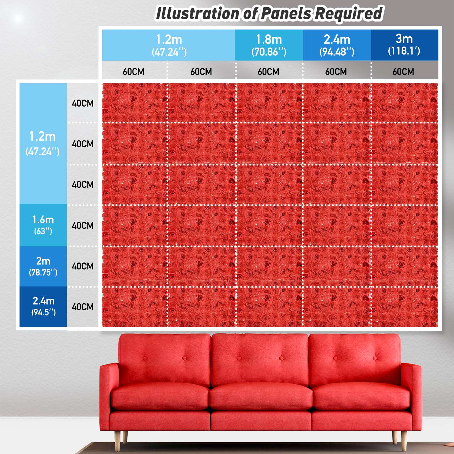 仿真花墙，用于婚礼，房间，酒店装饰详情图3