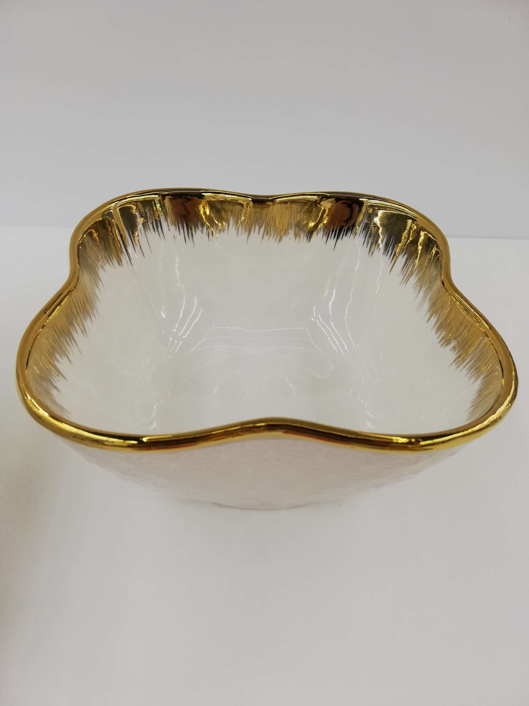 外贸热销款四方花碗新款镀金边浮雕陶瓷碗花碗