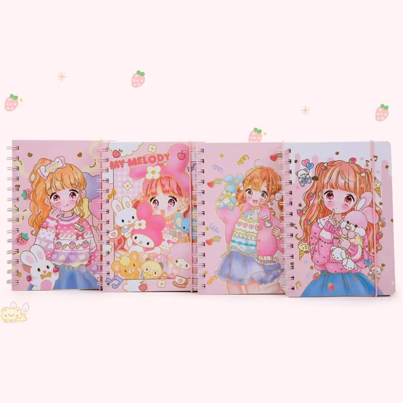 Creative girl Heart coil notebook 36k with strap, sweetheart Girl notebook, Cute notepad, student notebook