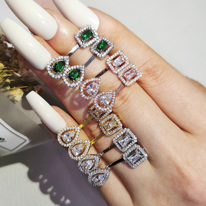 New multi-color square long zircon for cross-border trade, European and American fashion details Picture