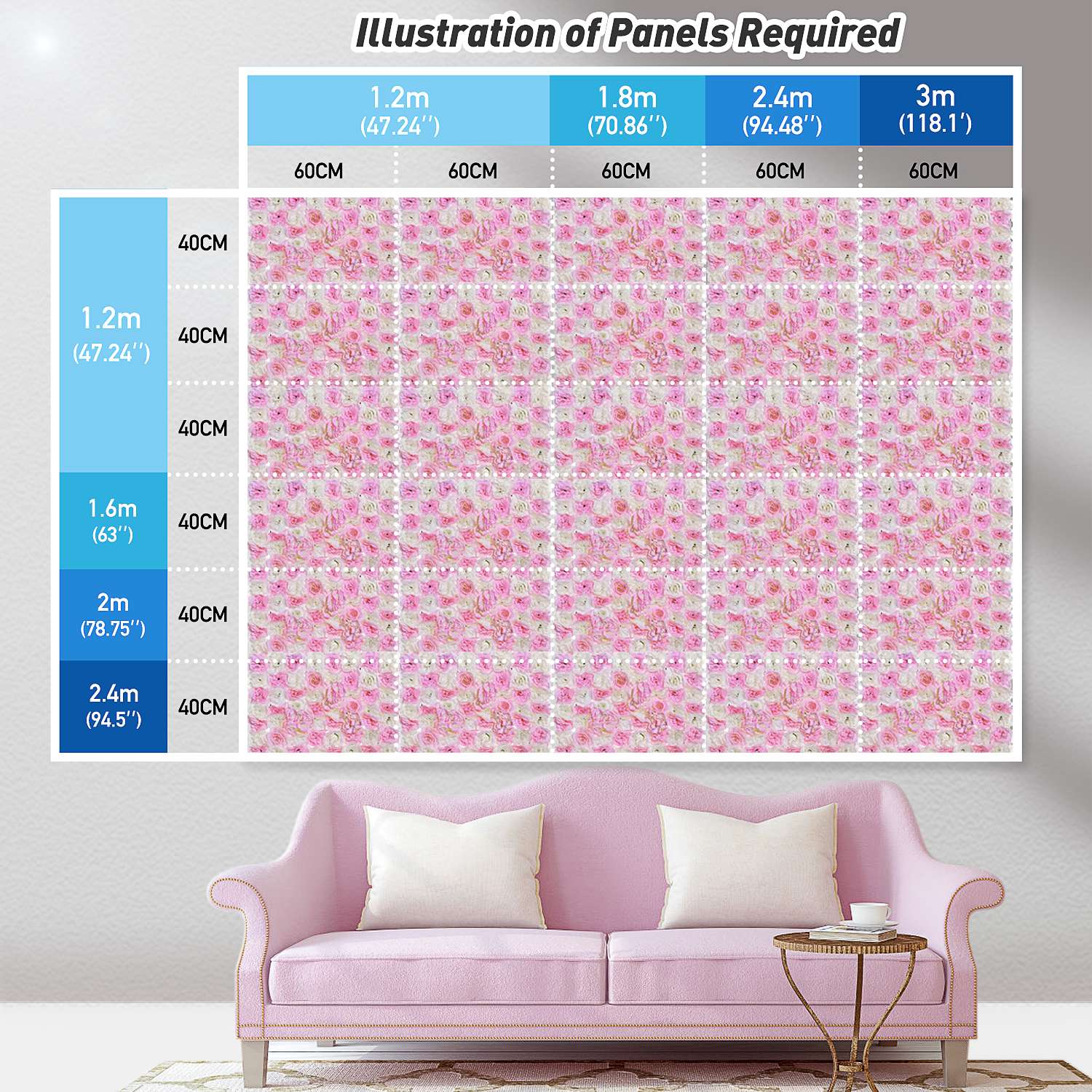 仿真花墙，用于婚礼，房间，酒店装饰详情图5