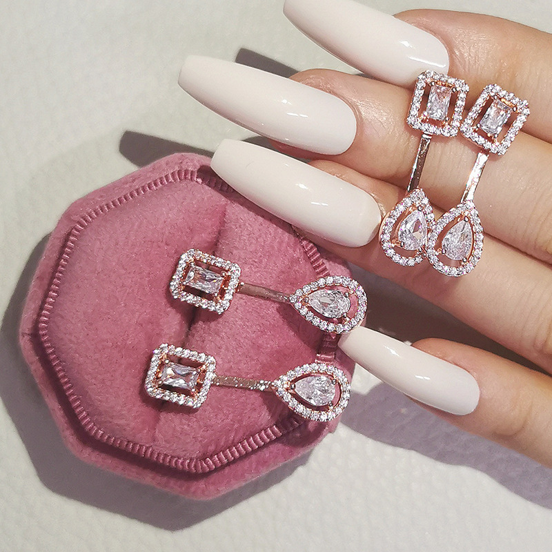 New multi-color square long zircon for cross-border trade, European and American fashion detail image 3