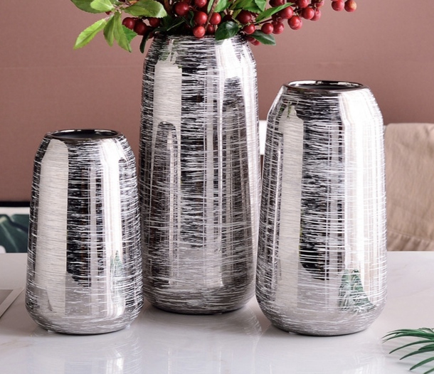 创意现代线条简约轻奢陶瓷花瓶家居软装客厅鲜花干花插花摆件