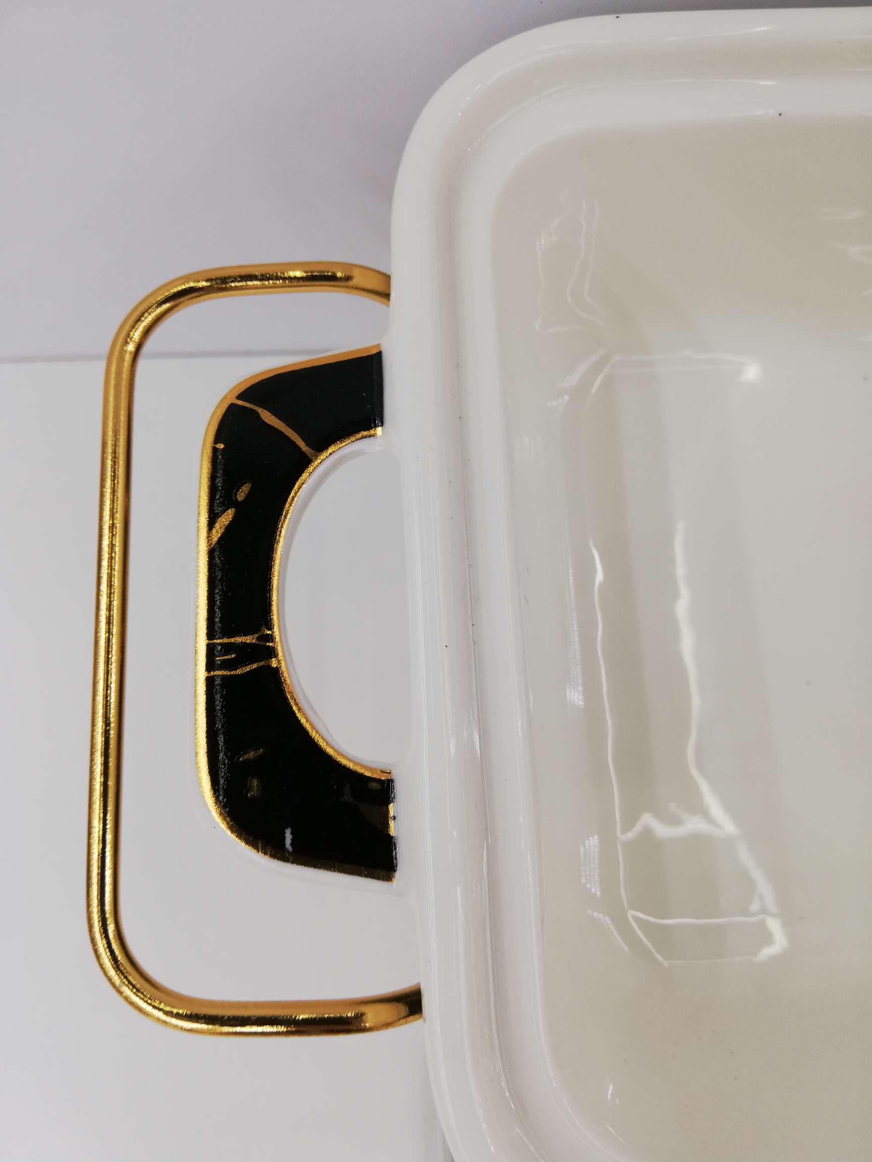 外贸热销新款浪漫星月汤锅镀金陶瓷汤锅长方铁架汤锅详情图3