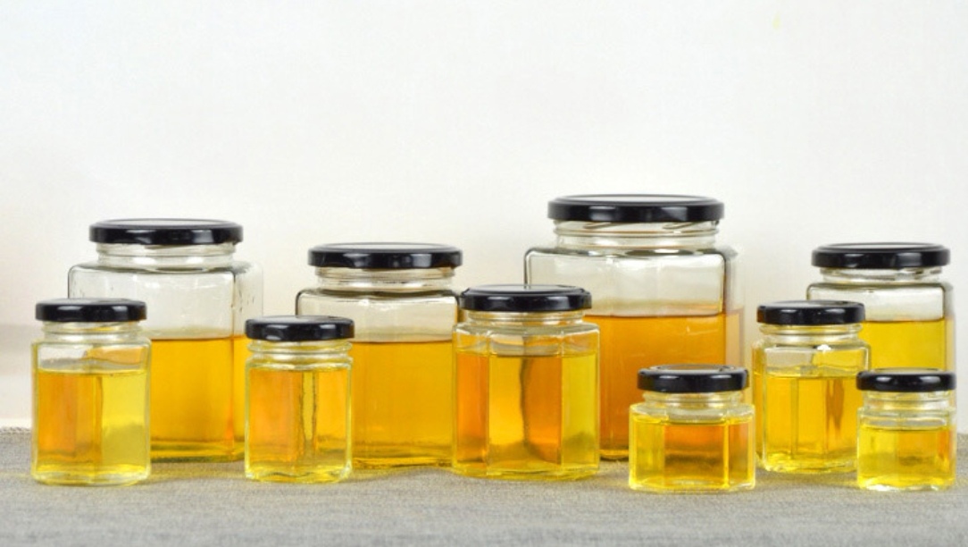 厚德玻璃  六棱透明密封玻璃果酱瓶 蜂蜜瓶 