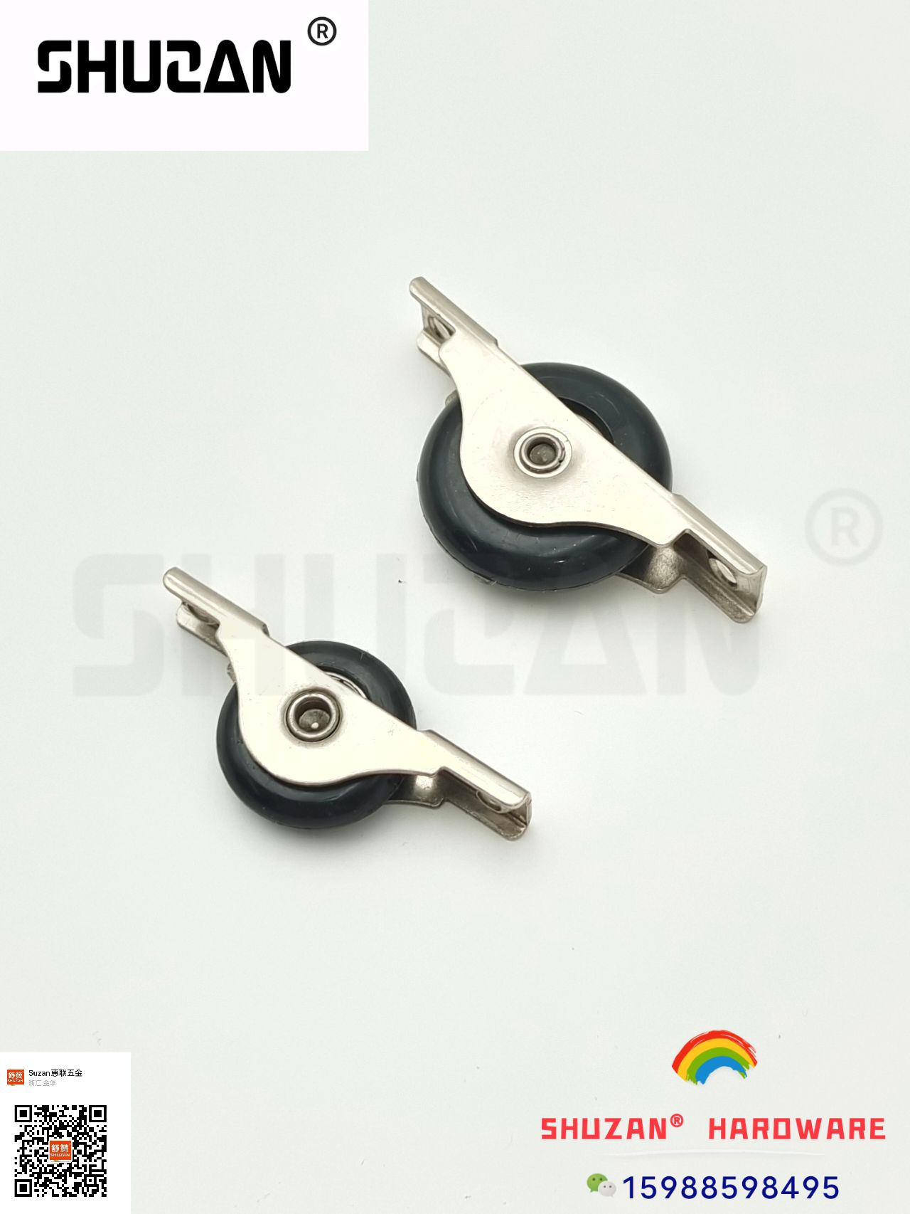 The Shuzan sliding wheel hardware pulley is sturdy and durable. The sliding door pulley can be flexibly pulled. It is suitable for glass doors and cabinet doors Item Picture