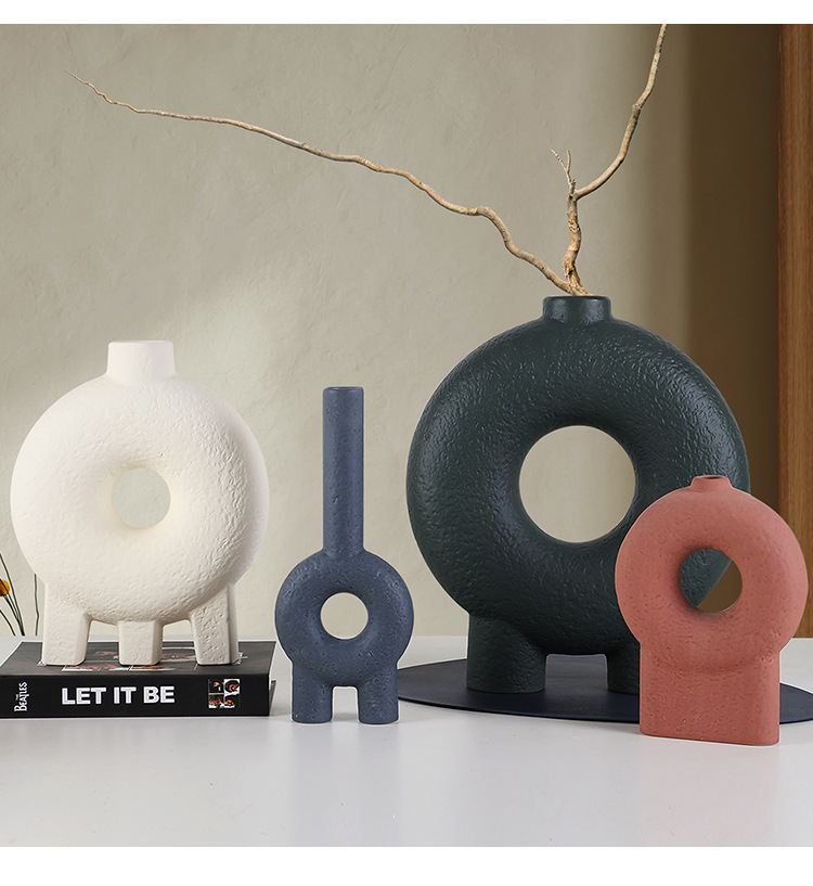 莫兰迪色陶瓷花瓶摆件软装工艺品家居陶瓷插花摆件