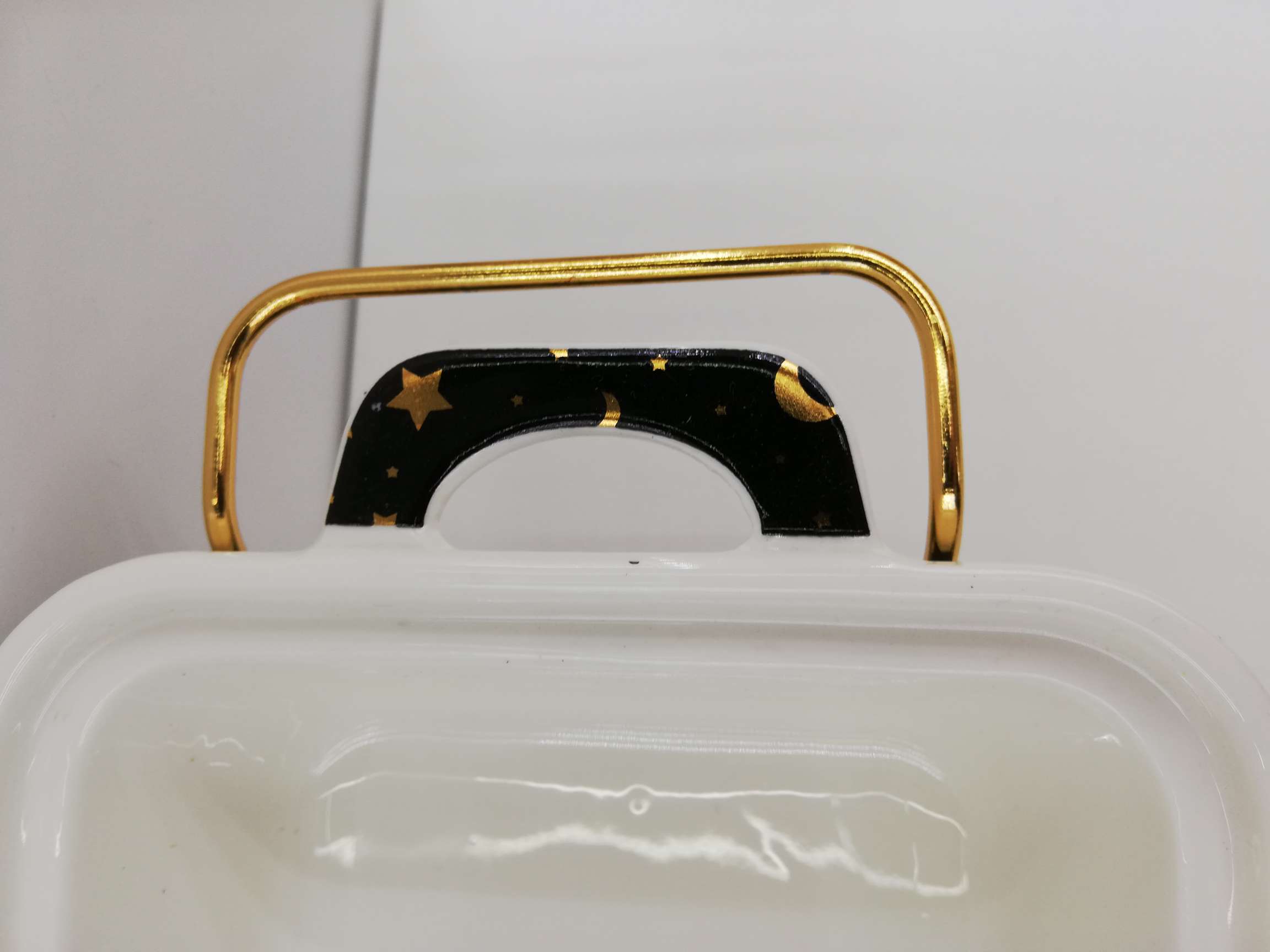 外贸热销新款浪漫星月汤锅镀金陶瓷汤锅长方铁架汤锅详情图5