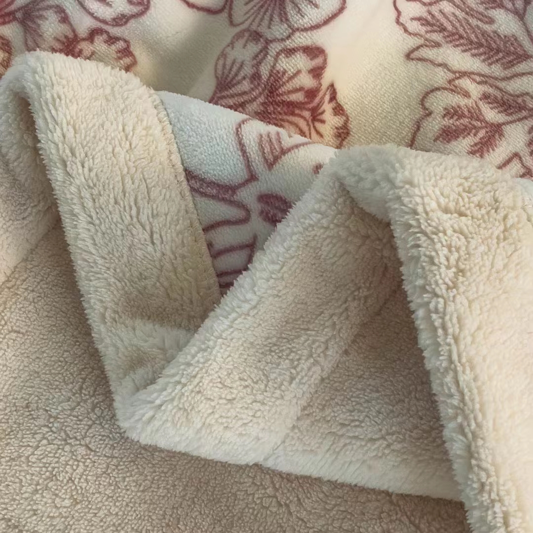 2023新品雪棉绒毯加厚复合抗静电云毯单层AB版四季多用途工艺毯树叶字母油红详情图5