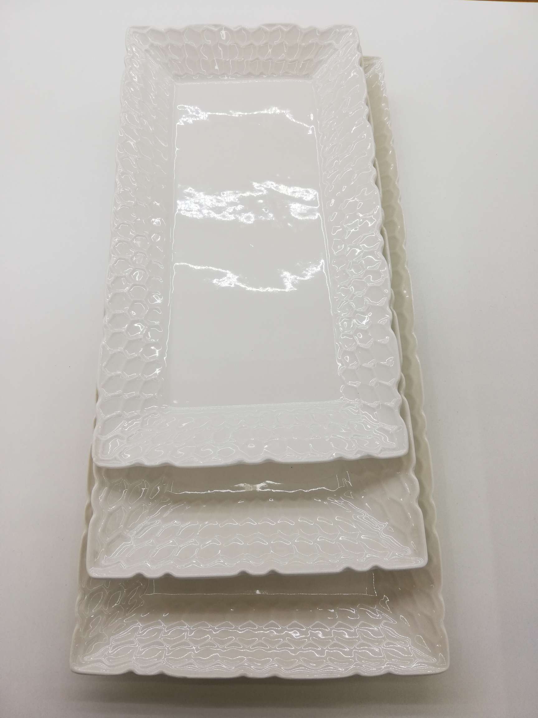 外贸热销纯白长方盘蜂窝盘12寸14寸16寸陶瓷盘详情图5