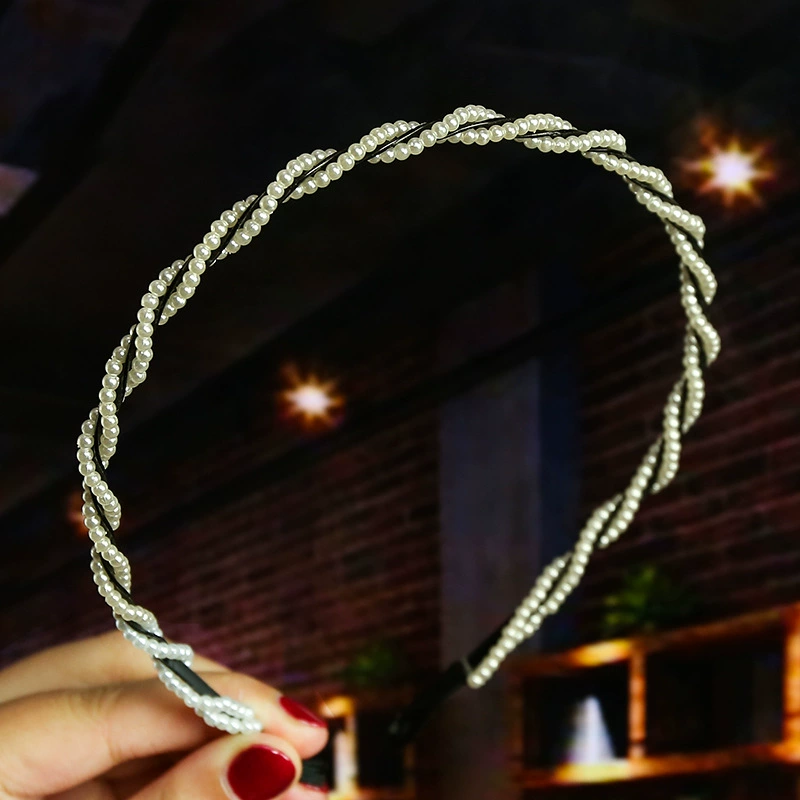 FLY1864 Korean version of the internet-famous handcrafted hair accessory, simple and versatile, facial wash headband, bow pearl headband, wedding bridesmaid headwear pic 4