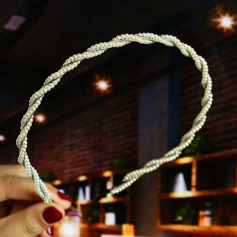 FLY1865 Korean version of the internet-famous handcrafted hair accessory, simple and versatile, facial wash headband, bow pearl headband, wedding bridesmaid headwear Specification image