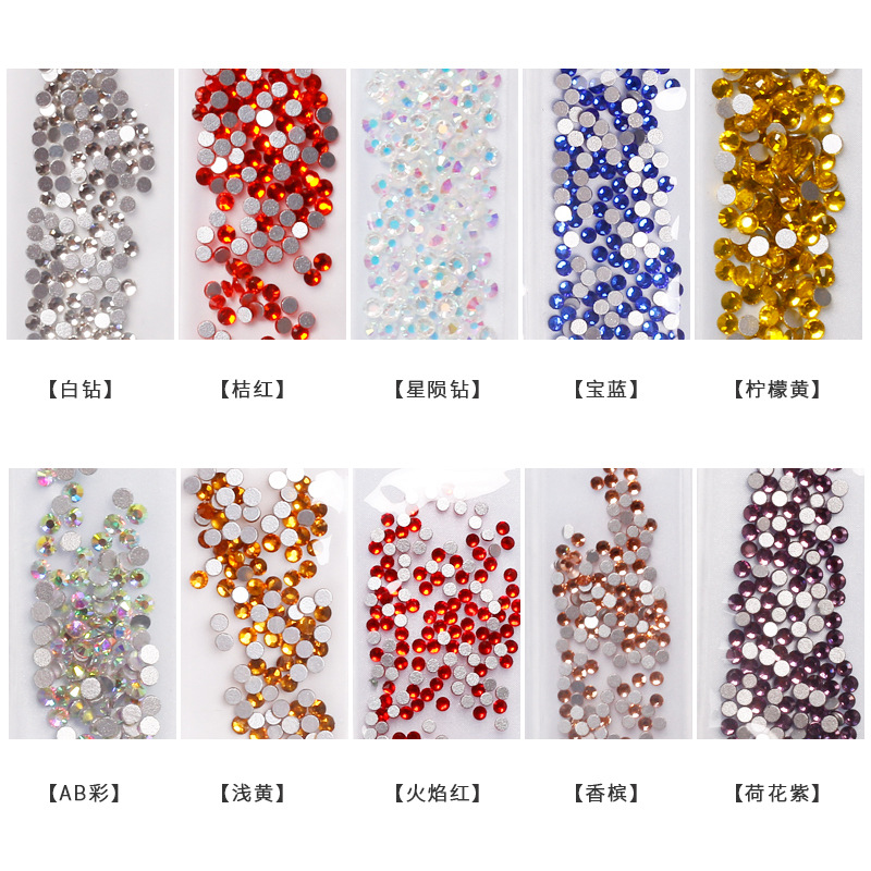 Hot-selling nail polish rhinestones, crystal rhinestones, glass flat-bottomed rhinestones, AB water rhinestones, 6-compartment compartments, diy nail polish accessories, water rhinestones details Picture