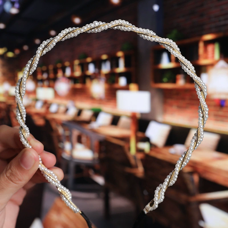 FLY1864 Korean version of the internet-famous handcrafted hair accessory, simple and versatile, facial wash headband, bow pearl headband, wedding bridesmaid headwear