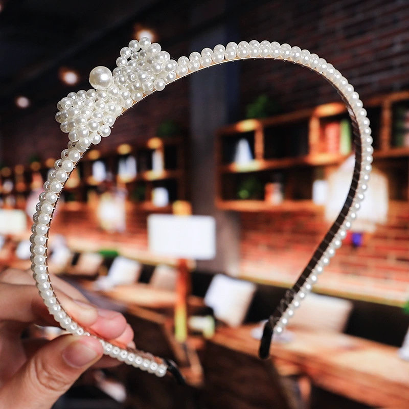 FLY1865 Korean version of the internet-famous handcrafted hair accessory, simple and versatile, facial wash headband, bow pearl headband, wedding bridesmaid headwear