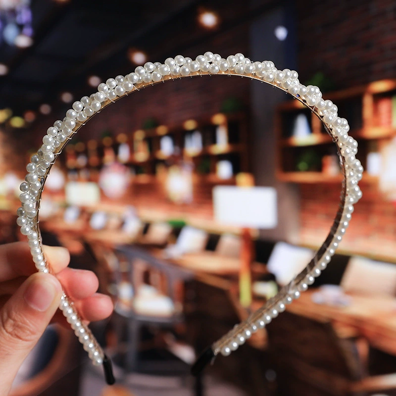 FLY1864 Korean version of the internet-famous handcrafted hair accessory, simple and versatile, facial wash headband, bow pearl headband, wedding bridesmaid headwear Specification image