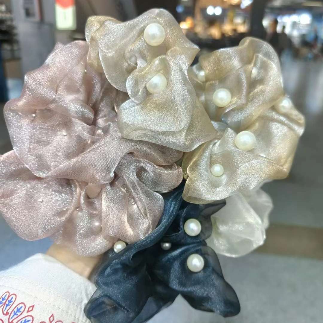 新款珍珠高级感大肠发圈头绳橡皮筋气质女成人高马尾扎头发绳皮套