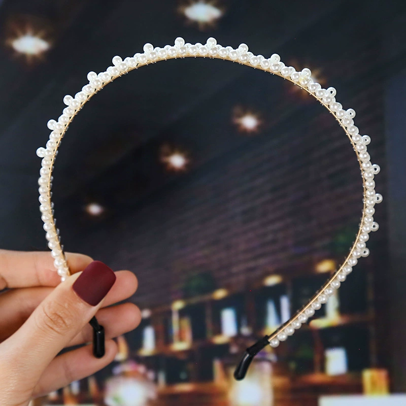 FLY1864 Korean version of the internet-famous handcrafted hair accessory, simple and versatile, facial wash headband, bow pearl headband, wedding bridesmaid headwear pic 5