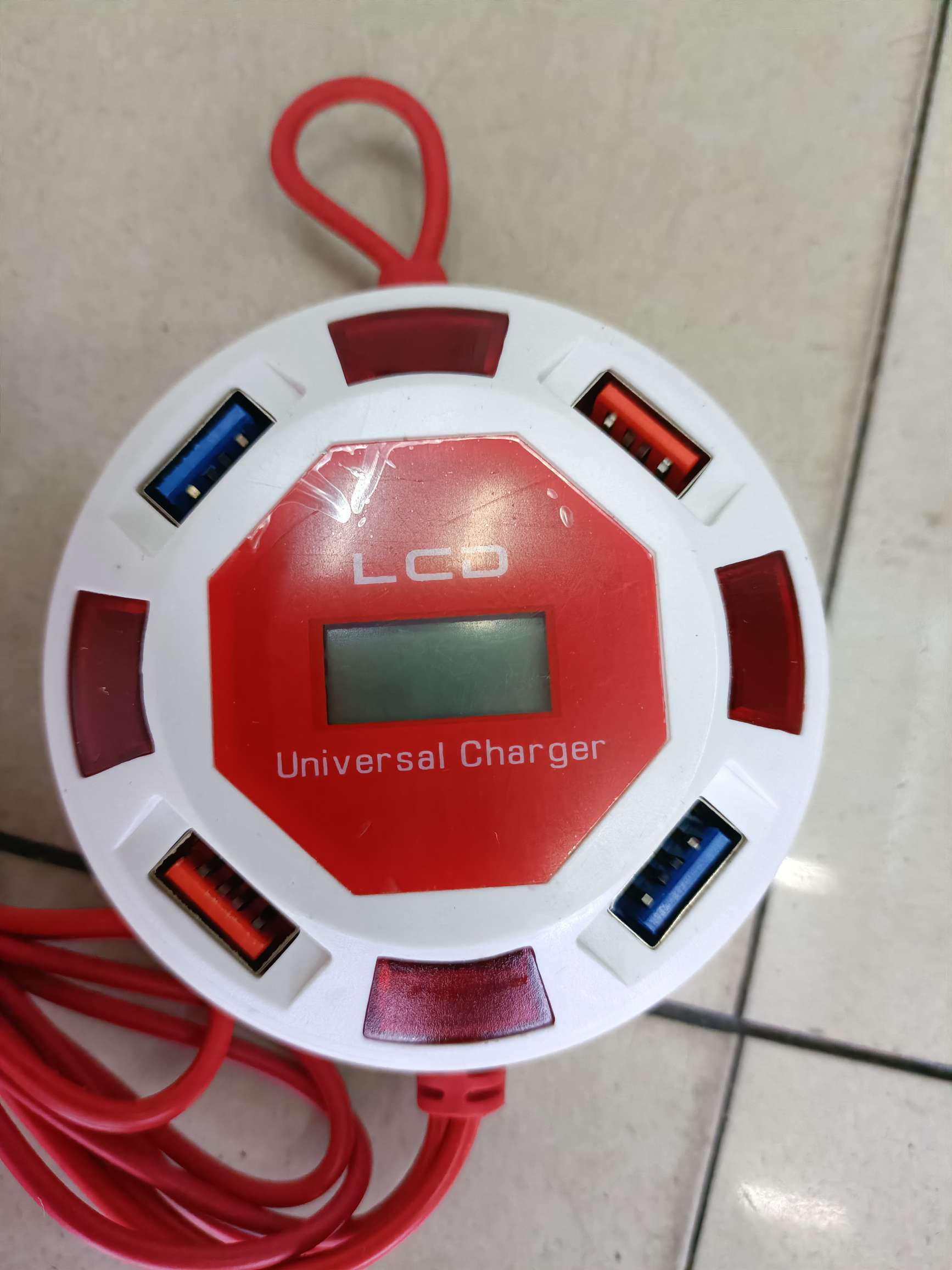 Circular con pantalla de visualización 4USB doble cargador de clip rojo detail image 7