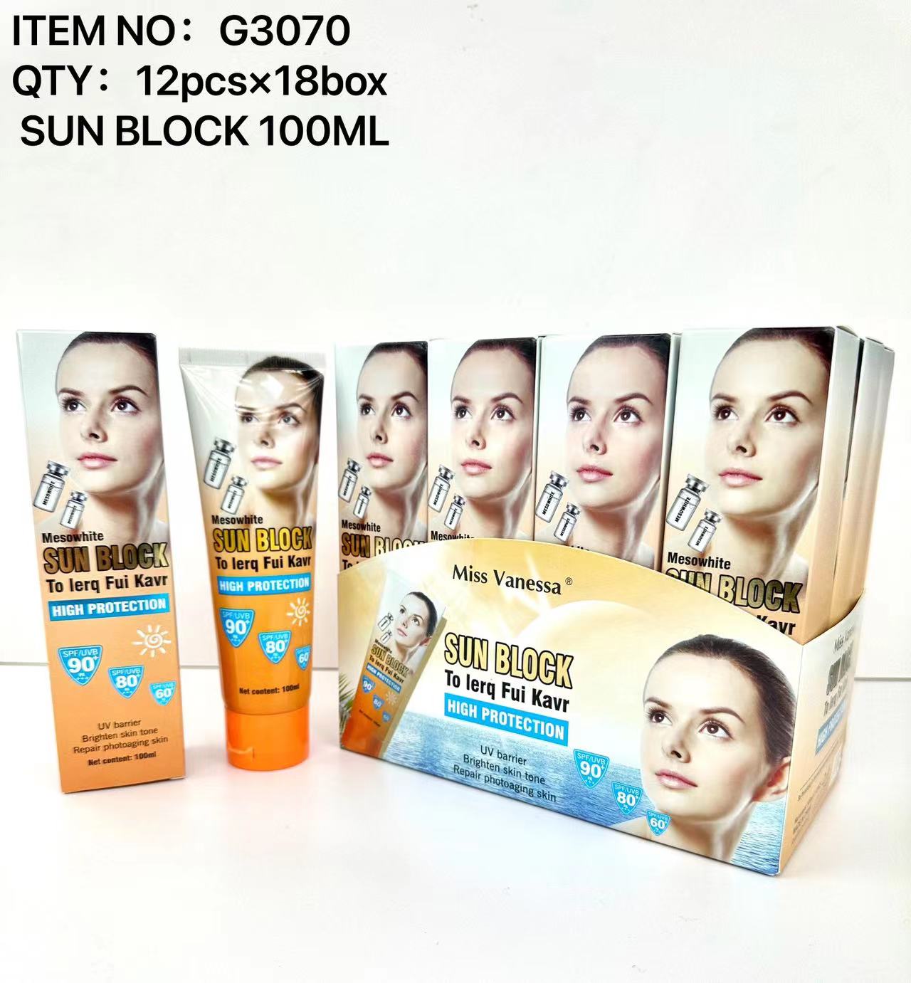 For export only: Hydrating, moisturizing, isolating, sweat-proof, non-greasy, whitening and refreshing sunscreen lotion Specification image