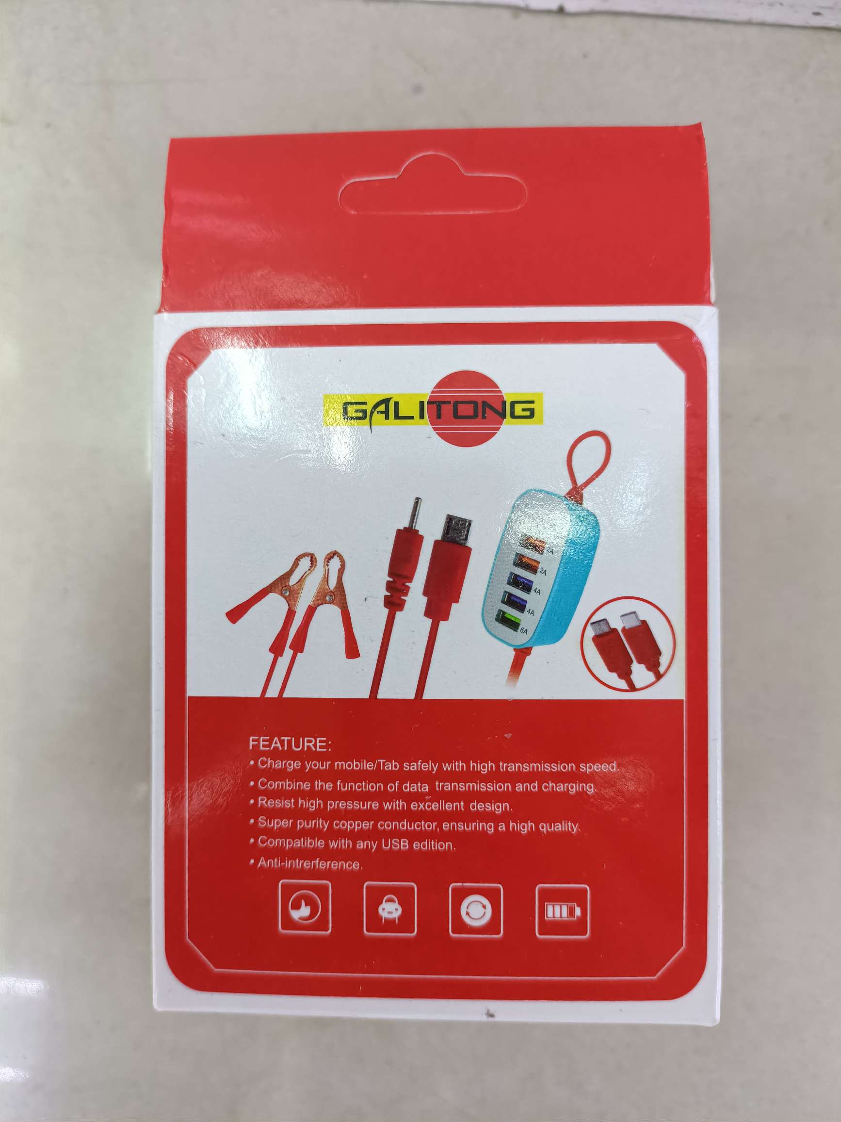 5USB doble cargador de clip rojo detail image 3