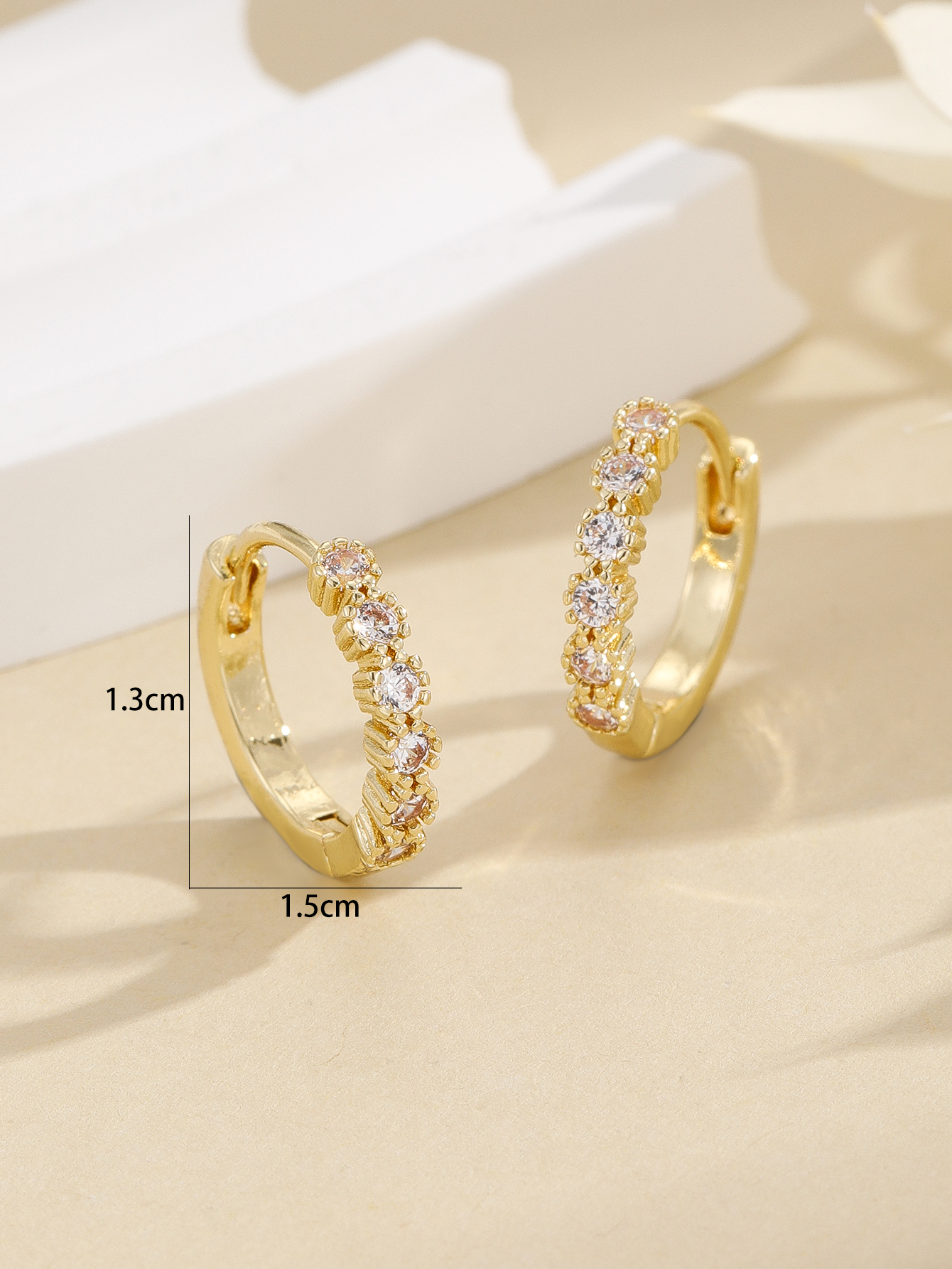 Zirconium-inlaid mini ear loops and ear buckles for women, cross-border simple European and American earrings, elegant wholesale details Picture