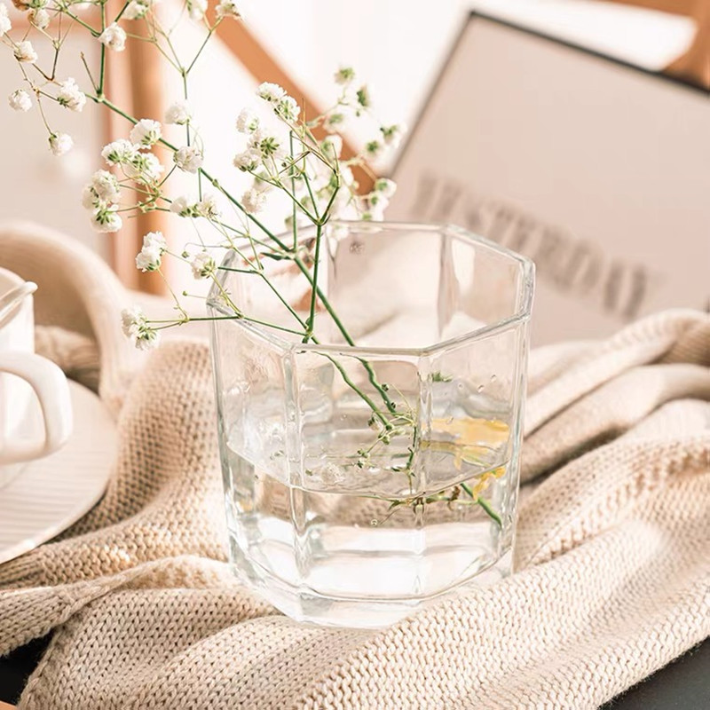 Yuxing Glass's simple and creative octagonal glass vase, thickened pennywort and pothos hydroponic plant vase, candlestick decorative item Application Scenario