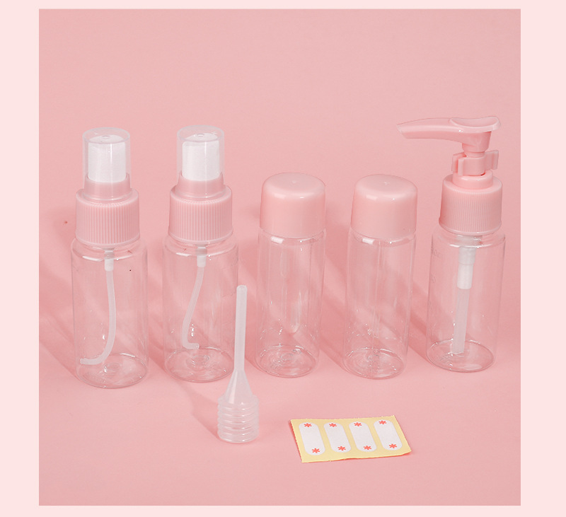 Viaje portátil split bottle 7 piezas kit de lavado y cuidado de la piel muestra de productos split bottle lotion bottle spray bottle * details Picture