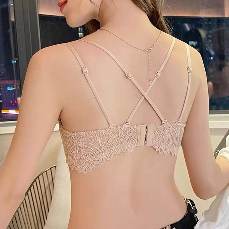 Dreamy red and pink lace anti-glare underwear, thin bra without underwire, gathering small breasts, beautiful back and thin shoulder straps Application Scenario