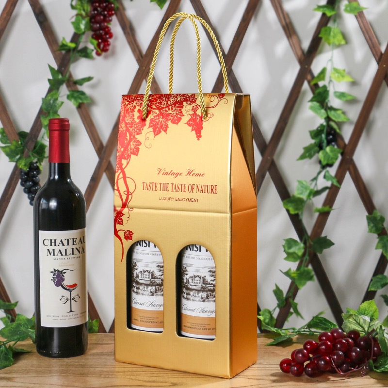Corrugated windowed hand-held wine box with gilding, export box for Christmas details Picture