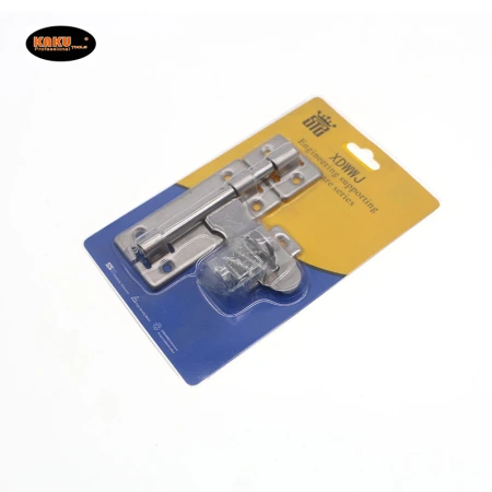 Stainless steel left and right pin folded edge door bolt, anti-theft with lock, small lock buckle, exposed installation, padlock