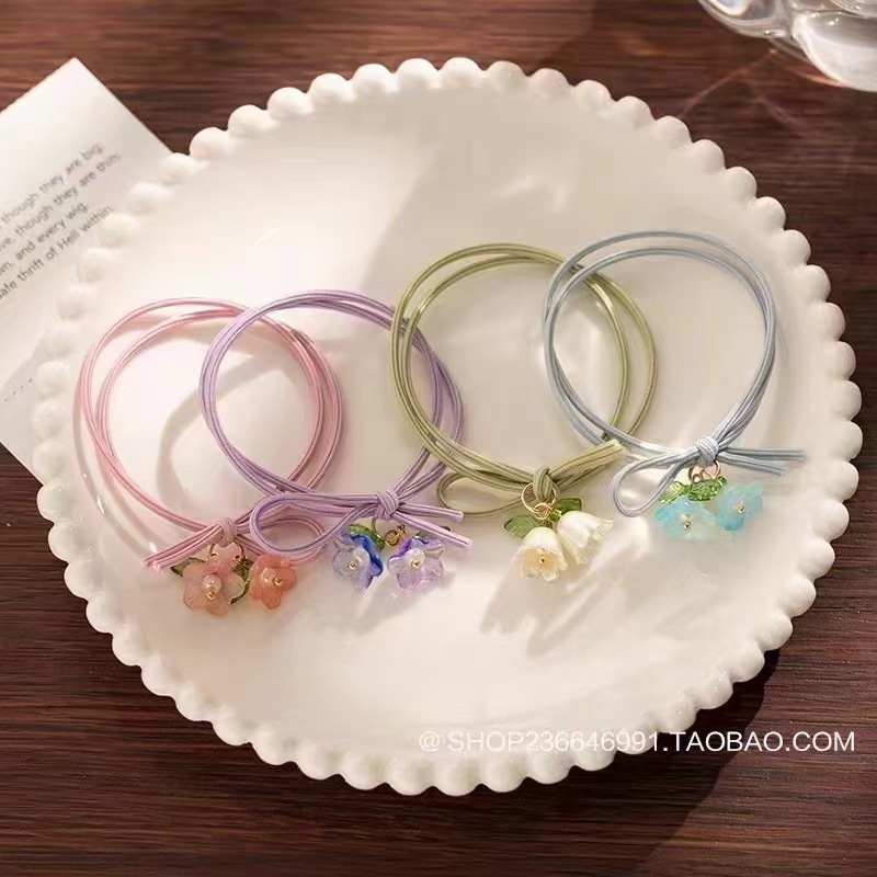 精品流行百搭網紅混色混款二合一穿花珠头繩100条一包锦璐飾品
