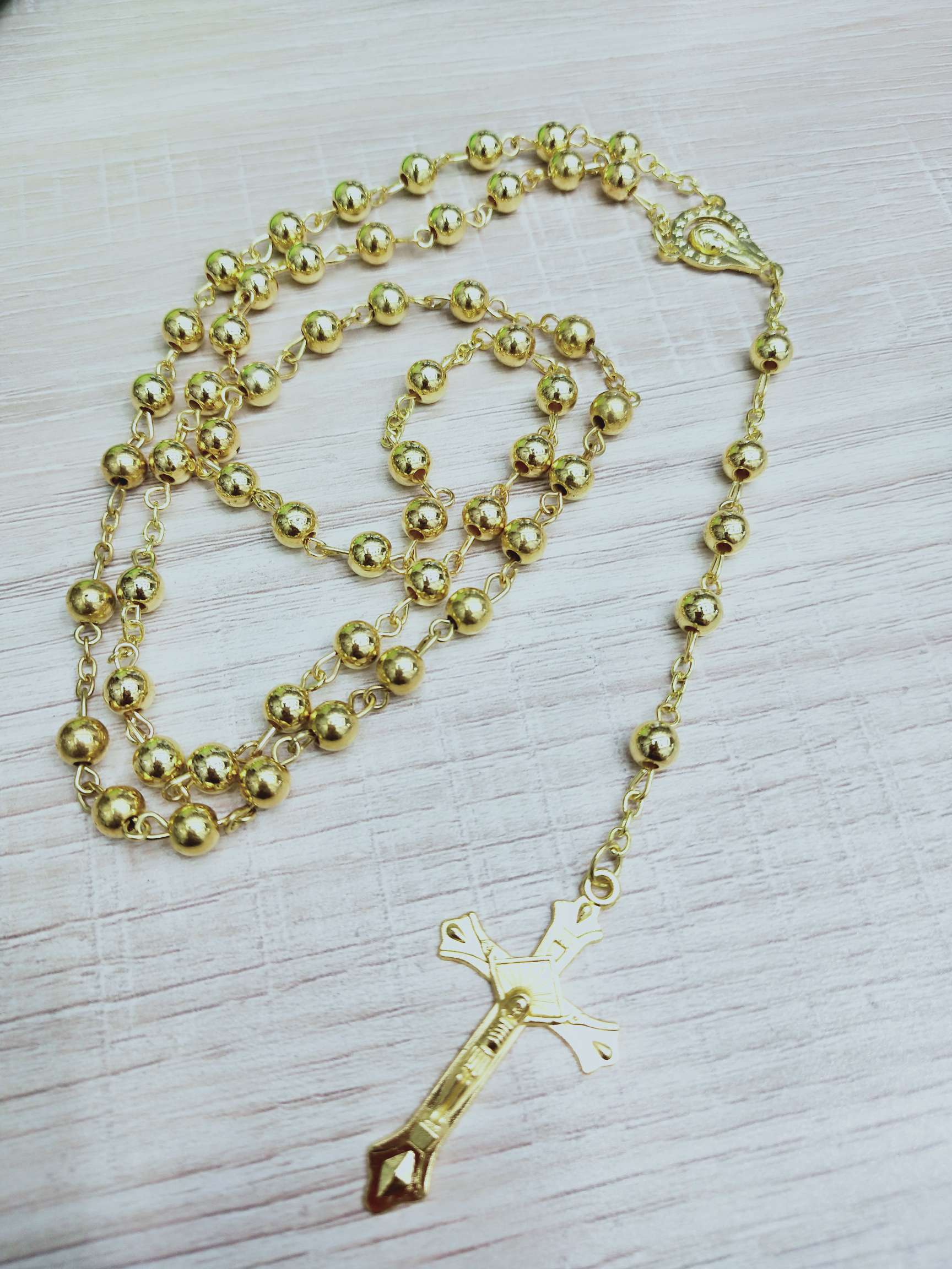 流行念珠镂空合金珠十字架项链，59颗吊坠男女通用款式，欢迎客户选购详情图6