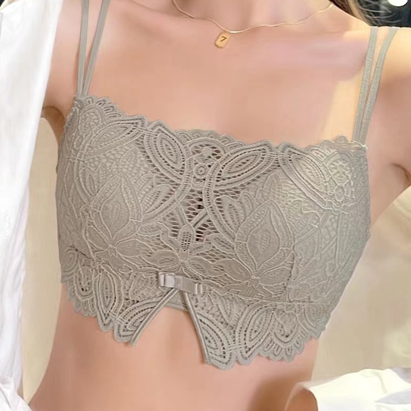 Dreamy red and pink lace anti-glare underwear, thin bra without underwire, gathering small breasts, beautiful back and thin shoulder straps