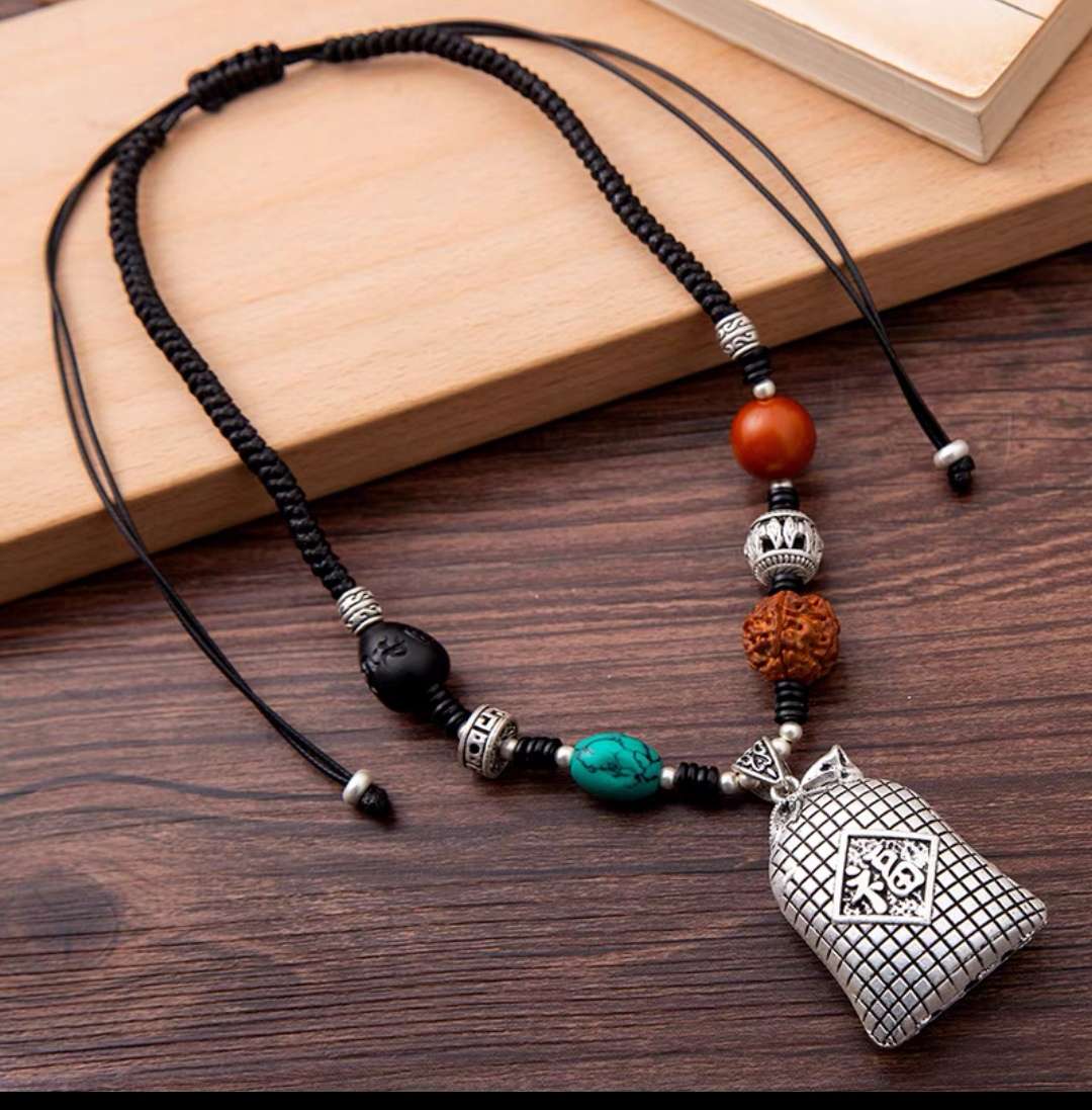 Korean wax thread pure hand-woven sweater chain detail image 6