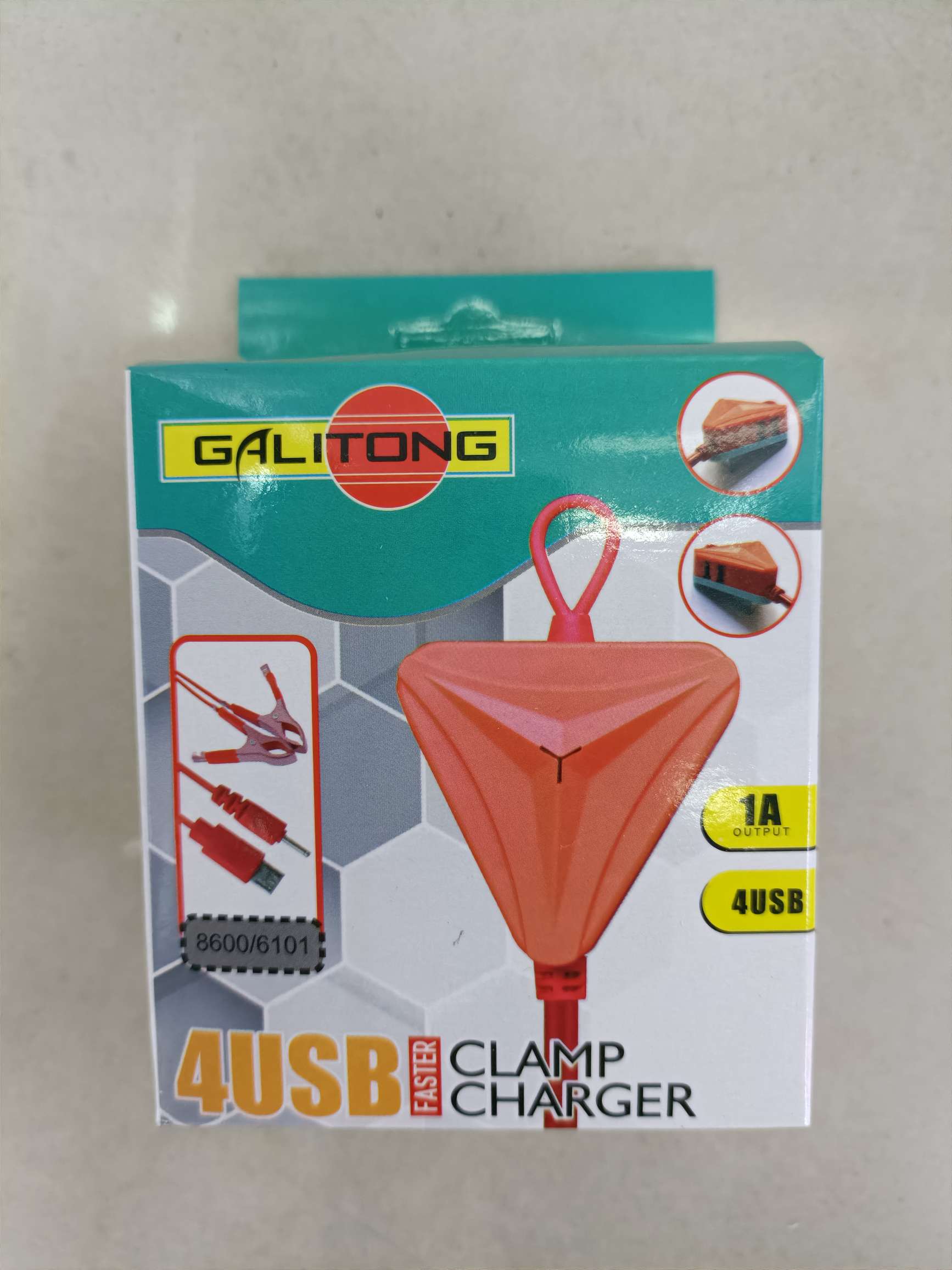 Triangular 4USB side USB dual red clip charger for mobile phone charger detail image 2