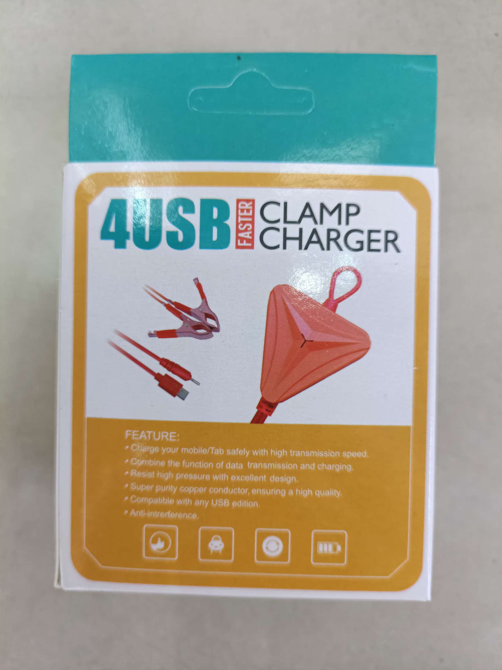 Triangular 4USB side USB dual red clip charger for mobile phone charger detail image 3