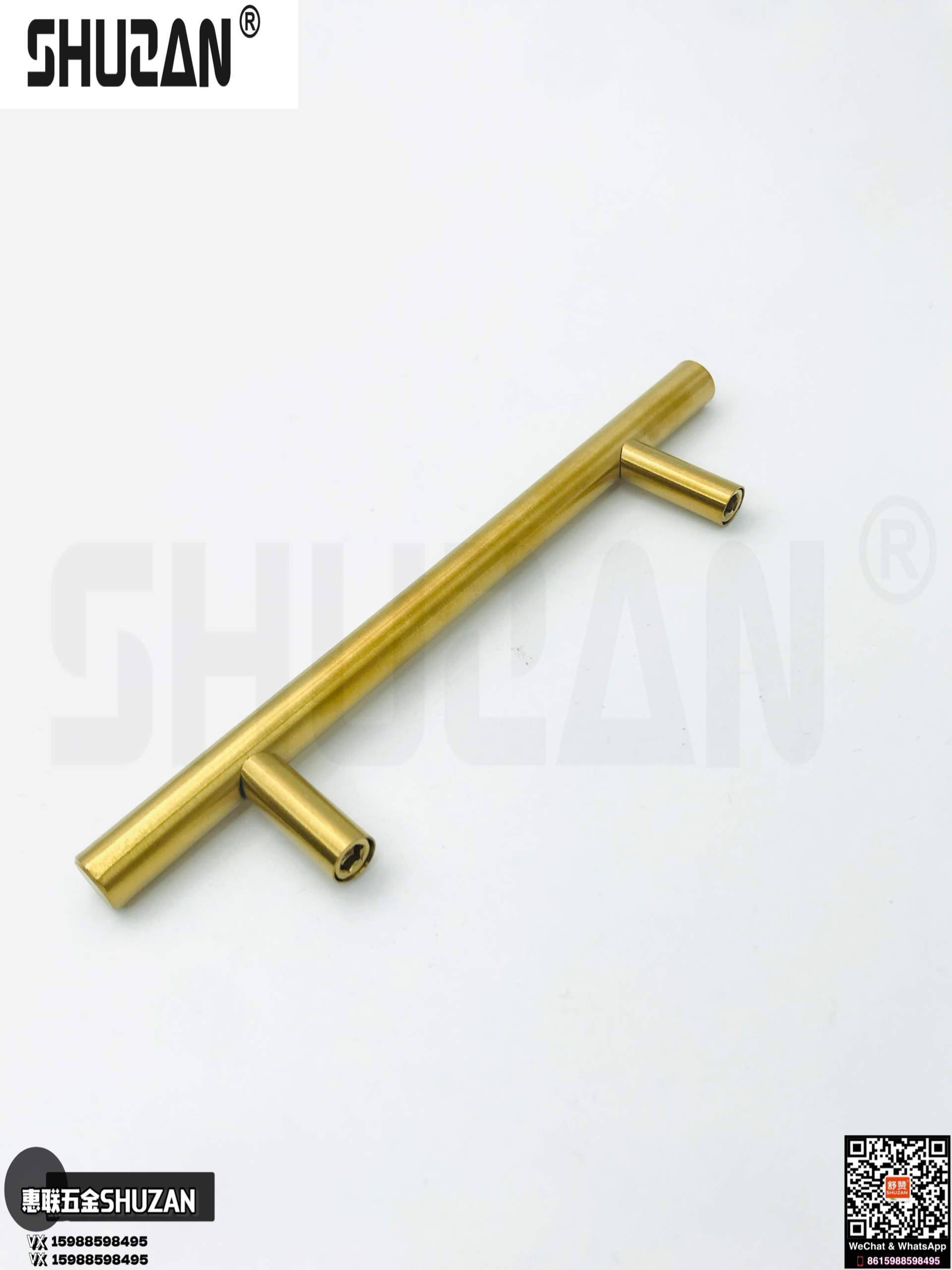 The golden column handle of the hardware handle is of high quality and classic appearance. It has a smooth touch, is sturdy and durable, and is a comfortable handle Specification image