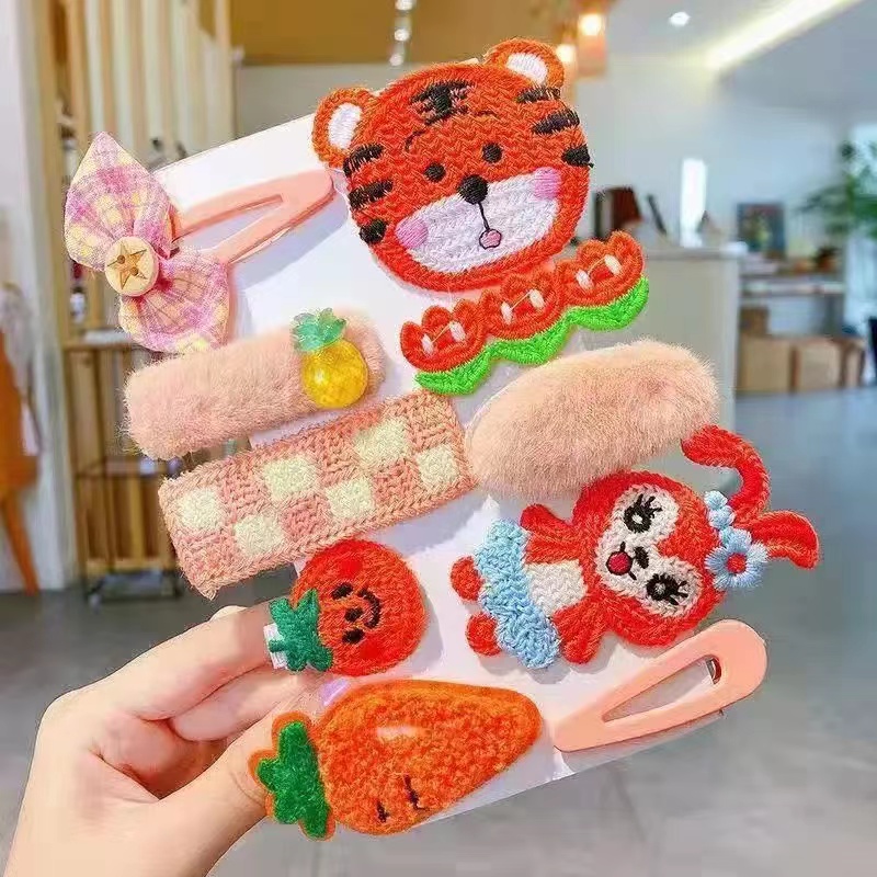 Children's cute hair clips, baby princess-style clips, fabric hair clips, girls' stylish broken hair bangs clips, hair accessories Specification image