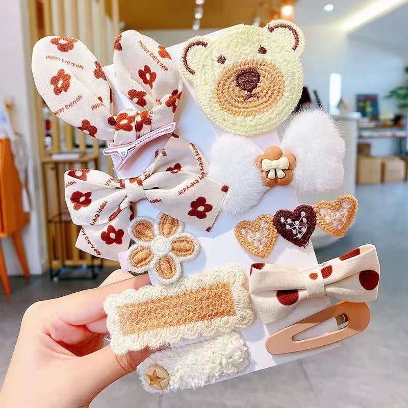 Children's cute hair clips, baby princess-style clips, fabric hair clips, girls' stylish broken hair bangs clips, hair accessories Item Picture