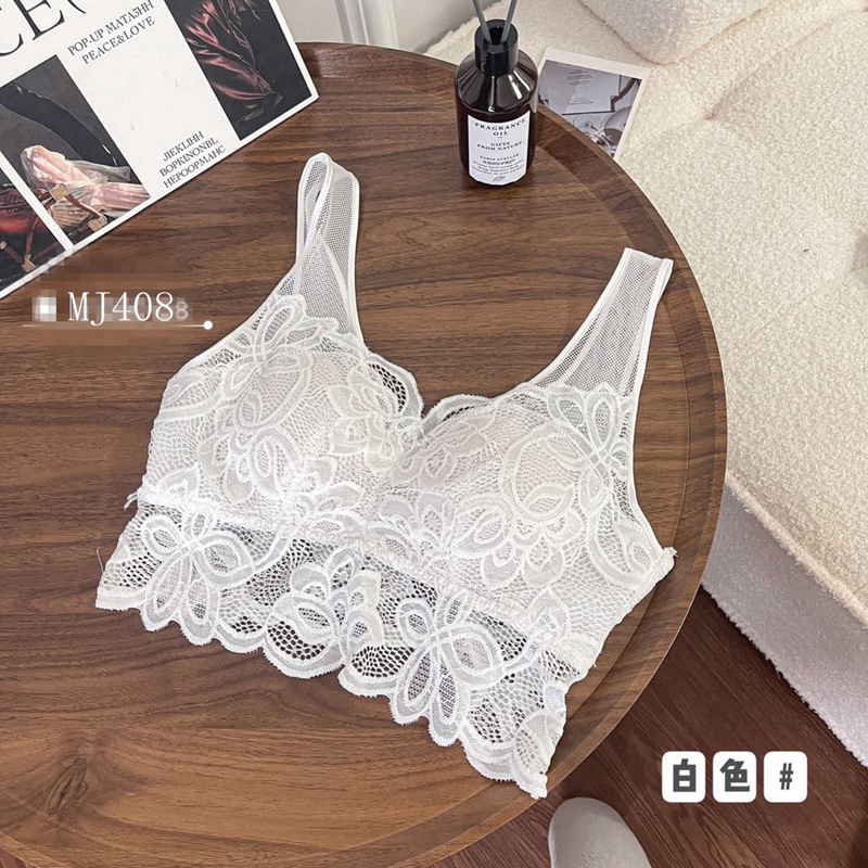 Dreamy red and pink, sexy and comfortable lace without steel rims, beautiful back halter vest, one-piece thin style with chest cushion Specification image