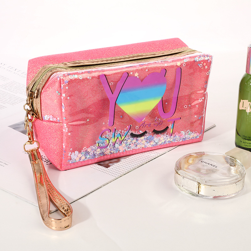 PU便携大容量洗漱包荧光格力特化妆包手提化妆品收纳包袋潮流女包跨境爆批发化妆包旅行便携式洗漱用品收纳包防水大容量手提收纳