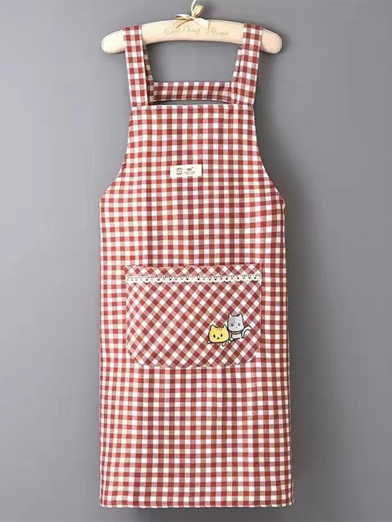 夏季棉布透气围裙双肩厨房家用耐磨围裙围腰详情图3