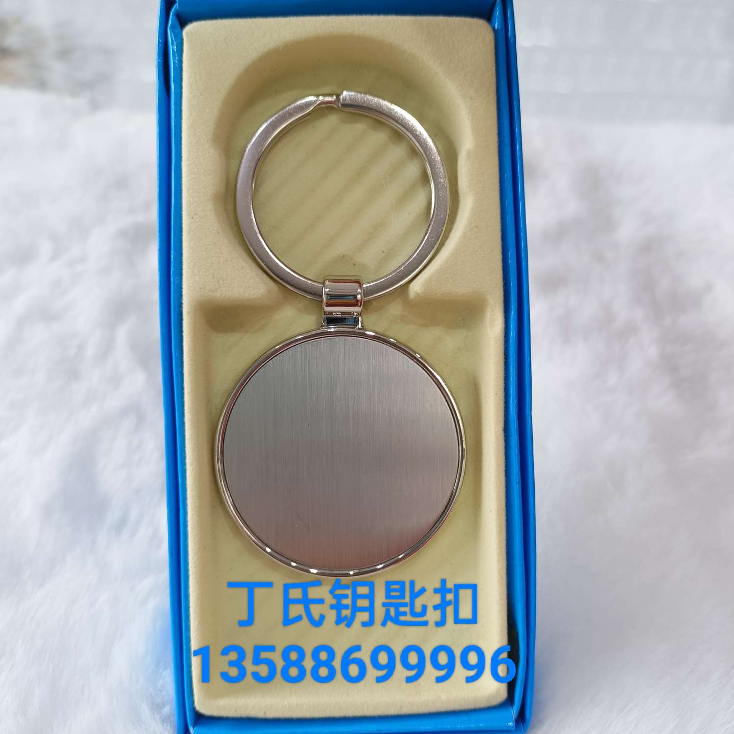 金属锌合金礼品推广定制圆形亮镍色钥匙扣详情图5