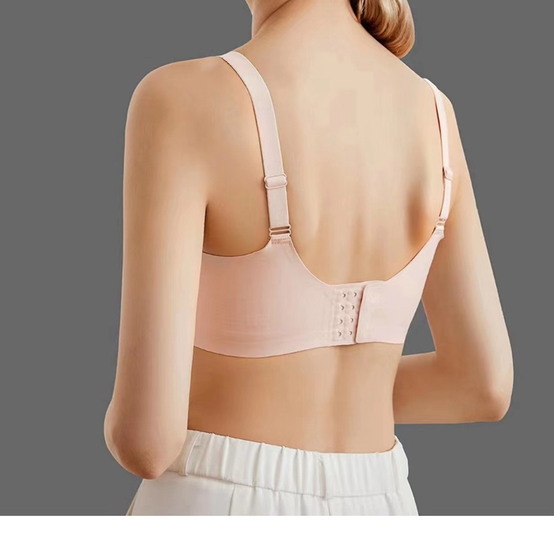 Dreamy red and pink dark-patterned jacquard thin, converging and tapering latex adjustable bra with a nude feel details Picture