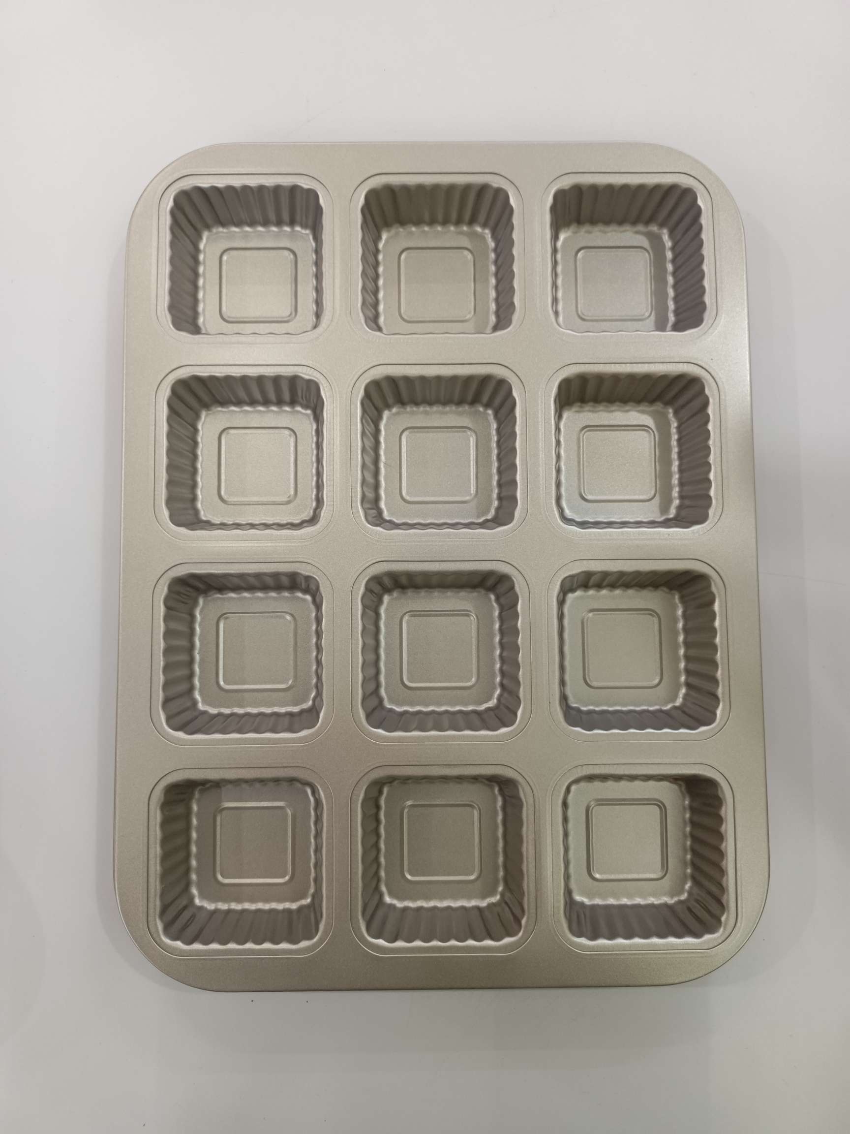 面包模具金色12连方形猫爪蛋糕模具 不粘面包蛋糕模迷你汉堡模